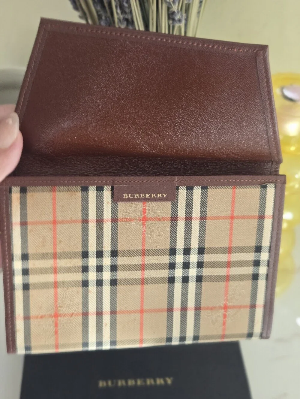 Vintage Burberry Haymarket Check Agenda Or Passport Holder With Box